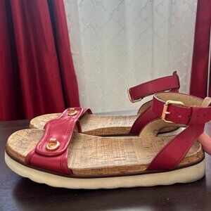 Coach Sahara Sandal in Red/Cork (size 9)